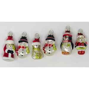 Kurt S Adler Santa Claus Snowman Penguin Polar Bear Ornaments Glass 2 1/4 In KSA